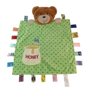Taggies Peek A Boo Lovey Bear Honey Pot Green Polka Dot Baby Security Blanket